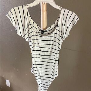 Express Black and White Striped Top